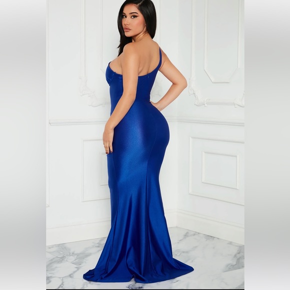 Fashion Nova “As You Know It” Royal Blue One Shoulder Gown - Picture 3 of 16